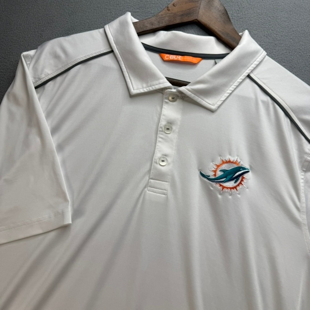 CBUK Polo Mens XL White Miami Dolphins NFL Golf Performance MBK00006